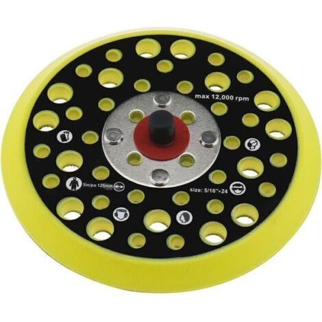 Plateau de Support 125mm 5 pouces Compatible avec Mirka Ceros/Deros 44 Trous 5/16 Fixation de Fil Ponceuse Crochet et Boucle Support Accessoires pour Outils Électriques,de (1/4)