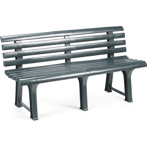 Gartenbank Artur aus Plastik, Sitzfläche Schwarz Made in Italy, Gestell anthrazit, 145x49x74h cm