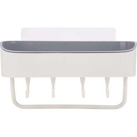 Étagère murale de salle de bain sans perçage, beige, organisateur de rangement pour shampoing et gel douche (1/5)
