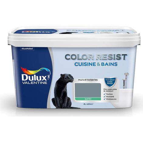 Peinture Color Resist Cuisine & Bains Satin Bleu Gris 2 L - Dulux Valentine