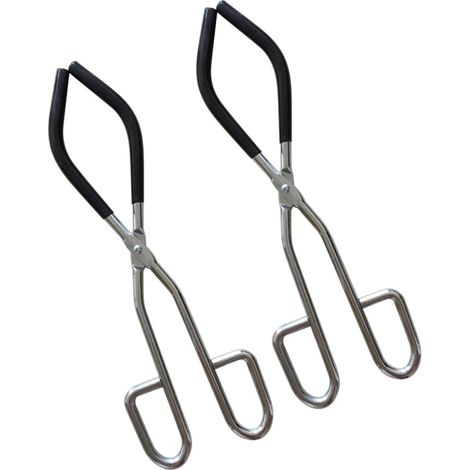 2 pinces métalliques pour béchers avec revêtement en caoutchouc (1/5)