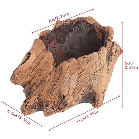 Hier ist ein neuer französischer Titel für Ihr Produkt, optimiert mit verschiedenen Keywords und maximal 190 Zeichen: Blumentopf aus Zement in Holzoptik für Sukkulenten, Bonsai, Dekoration für drinnen