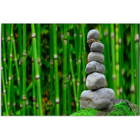 Tableau bois pierres zen 4 - 120 x 80 cm (1/4)