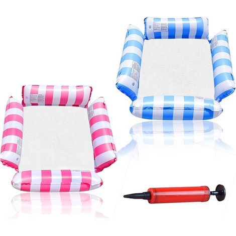2 pièces Matelas Gonflable pour Piscine, 123 x 120 cm, Matelas Gonflable avec Filet, Jouet Aquatique 4 en 1, Matelas Gonflable pour Piscine, Salon Aquatique, Jouet de fête avec Pompe à air