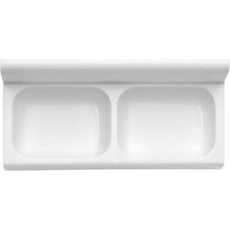 Porte-savon mural 16x6 cm – Plastique antidérapant – Fixation adhésive et chevilles fournies – 2 emplacements – Couleur blanche – Eliplast