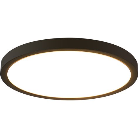 Plafoniera LED rotonda nera - GBLY Plafoniera LED moderna da 24 W, lampada da bagno, bianco neutro 4000 K, IP44, ultra sottile, Ø 23 cm, impermeabile, per cucina, ufficio, soggiorno, bagno