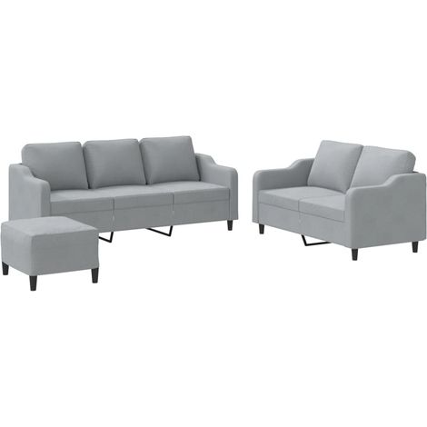 Ensemble de Canapé  Sofas 3 pcs avec coussins Gris clair Tissu (1/5)