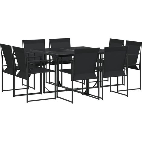 Maison Exclusive - Set da Pranzo da Giardino 9 pz Nero in Textilene