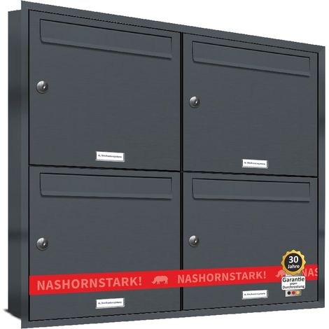 4er Briefkasten Anlage Unterputz Montage RAL 7016 Anthrazit (1/5)