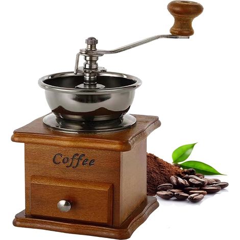 Moulin à café manuel pour expresso - Moulin à café vintage en bois à grosses mailles (1/5)