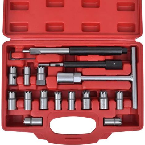 Juego de cuchillos para asiento, kit de amoladora, asiento de inyector diésel, juego de herramientas de motor de 17 piezas 020004157 (1/4)