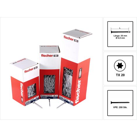 Vis à bois Fischer Power-Fast II FPF II CTP TX 4 5x35 mm 200 unités