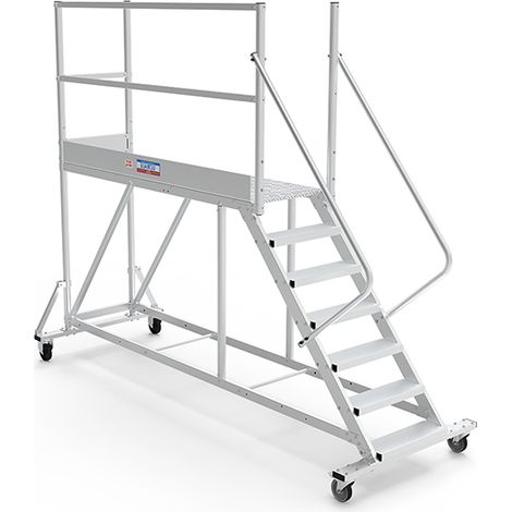 Piattaforma con ruote 7 gradini - Altezza massima di lavoro 3.40m - PTF207G-RS