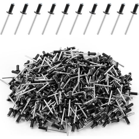 300 Pièces Rivets Aveugles en Aluminium 4 x 10mm, rivets à bout ouvert, rivets pop, Rivets à Tête Plate, Assortiment de Rivet pour Métal, Bois, Plastique (4x10mm 300PCS) (1/5)