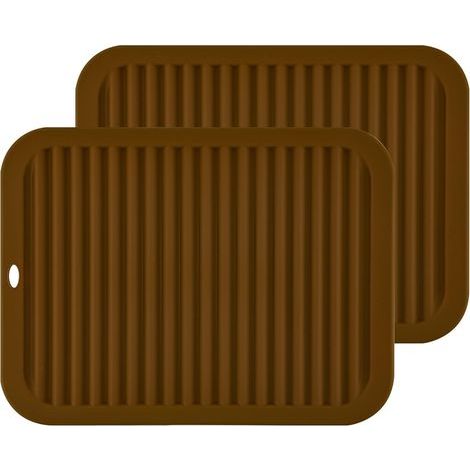 Dessous de Plat Silicone, Anti-dérapant Anti-Chaleur Tapis de Pot, Support à Couverts, Tapis Résistants à la Chaleur,coffee (1/5)