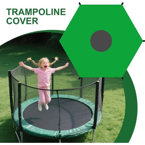 Housse de protection pour trampoline, housse imperméable adaptée aux trampolines de 14 pieds à 6 montants, housse d'extérieur résistante aux déchirures (1/5)