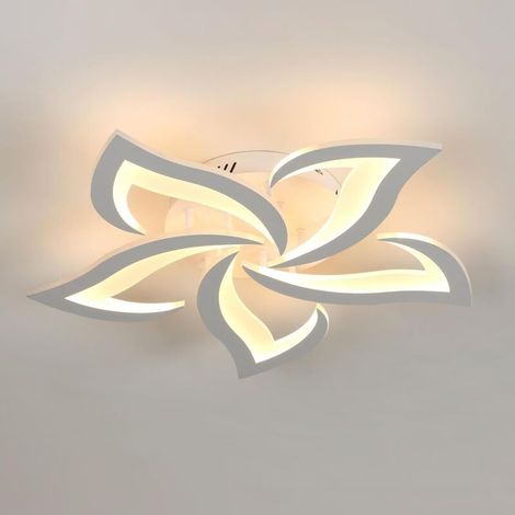 Plafonnier LED Moderne, 48W 6500LM en Acrylique, Fleur de Forme Créative, 5 Têtes, Blanc Chaud 3000K pour Salon, Chambre, Salle à Manger, Cuisine (1/5)
