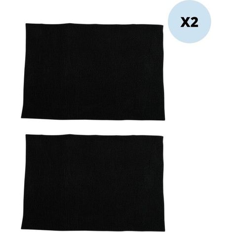 Lot de 2 tapis de bain CHENILLE 40x60 Noir MSV (1/2)