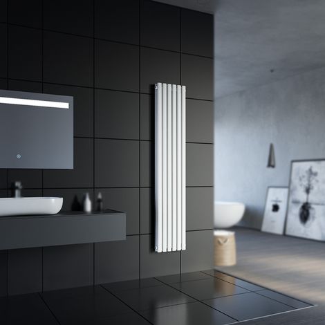 Design Röhren Heizkörper 350x1800mm Weiß Oval Paneelheizkörper Vertikal Mittelanschluss Doppellagig (1/5)