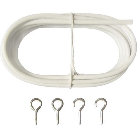 Fil de Tringle à Rideau DIY de 10 Pieds avec 4 Crochets pour Suspendre des Décorations Fête, Facile à Installer, adapté aux Fenêtres en Bois ou en Métal, Blanc (1/4)