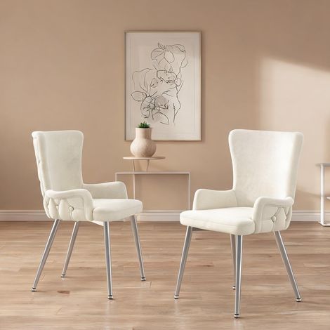 Fauteuils de salon en velours beige lot de 2 avec piètement (1/5)