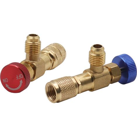 Adaptateur de valve de charge de climatisation multifonctionnel, 1/4" – 5/16", R410/R22, valve en laiton, rouge, 1 pièce