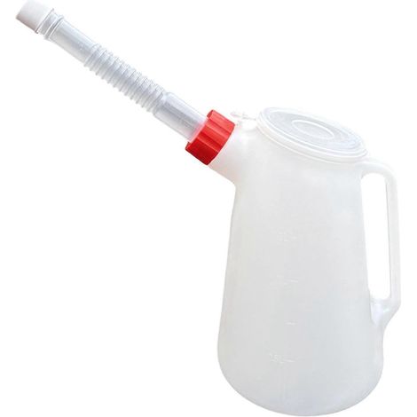 Pichet doseur d'huile blanc multifonction avec bec verseur, robuste, pour huile automobile (1/5)