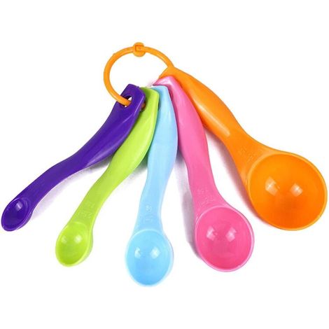 Cuillères doseuses, ensemble de 5 tasses et cuillères doseuses en plastique colorées, tasses doseuses de différentes tailles