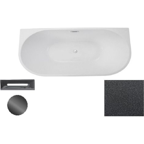 Baignoire asymétrique graphite glam avec bonde graphite VICA 150x80 (1/2)