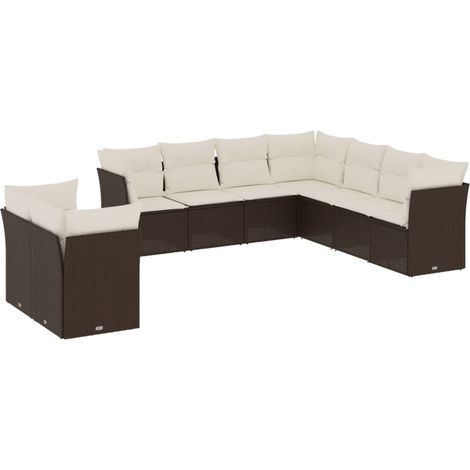 vidaXL Set Divani da Giardino 9pz con Cuscini Marrone in Polyrattan (1/5)