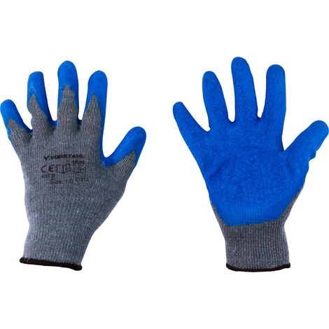 Gants de protection en coton avec latex, lot de 12, taille 8, qualité Vorstahl (1/4)