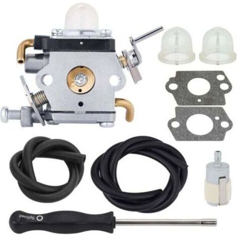 Carburador con junta, manguera de combustible y bujía para desbrozadora Husqvarna XU 122LD 122C. Sustituye a las piezas 581734301 y 574386701. (1/4)