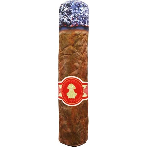 Jouet à mâcher en peluche couineur pour petits et moyens chiens, en forme de cigare. (1/4)