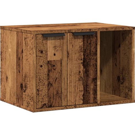 Meuble de bac à litière pour chat vieux bois bois d'ingénierie CFW58148 (1/5)