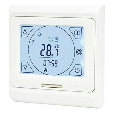 Thermostat Chauffage au Sol Electrique Programmable 16A avec Sonde, Numérique Thermostat d'ambiance Plancher Chauffant Régulateur Écran tactile LCD (1/5)