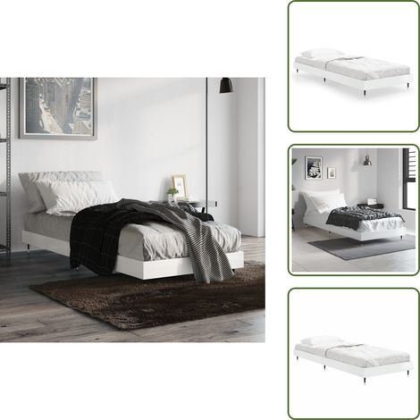 Bettgestell Hochglanz-Weiß 75x190 cm Holzwerkstoff - Bettes Gestell - Doppelbett - Holzrahmen - Weißes Bett - Bettgestell Günstig (1/5)