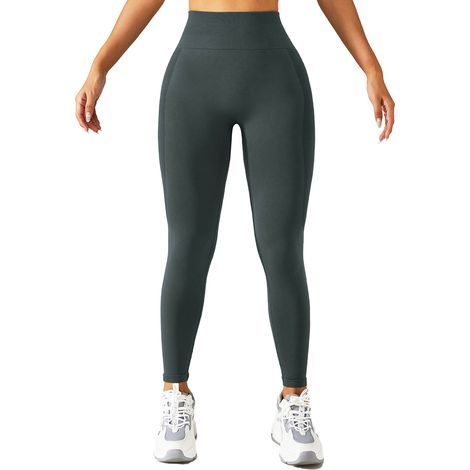 Leggings Yoga - Haute Élasticité - Taille Haute - Séchage Rapide - Pour Femme - Gris - 1 Pièce (1/5)
