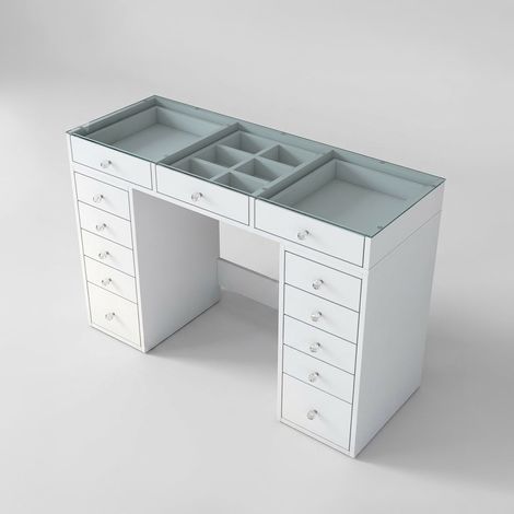 Schminktisch mit Schubladen und Glasplatte Xavel
