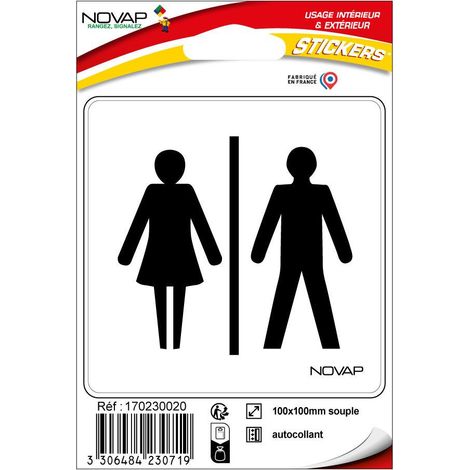 Plaque adhésive ''Toilettes H/F'' 10x10cm - NOVAP - 4230719