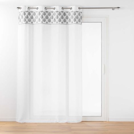 Rideau Voilage à Œillets "Kasita" 140x240cm Blanc (1/3)