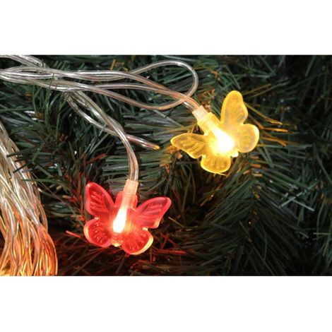 Luci natalizie a LED multicolore con farfalle in silicone - 20 pezzi, alimentate a batteria (1/3)