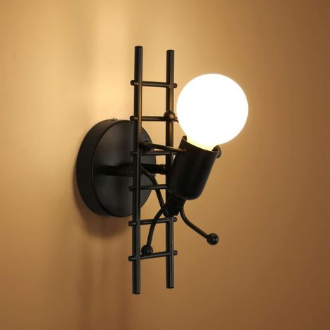Applique Murale Interieur, Créatif Escalade Humanoïde Lampe de Mur, Applique Murale Fer Moderne Lumière murales noire e27, pour Chambre D'enfants Couloir Restaurant Escalier Cuisine (1/5)