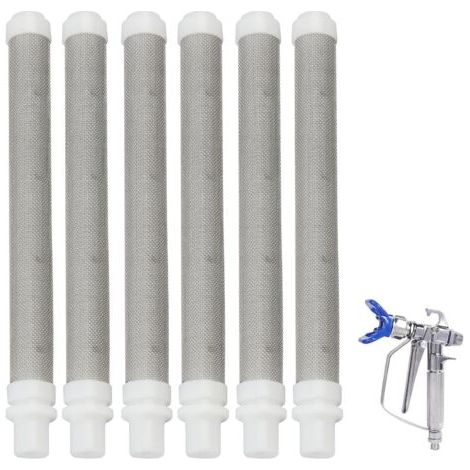 Filterelemente für Airless-Farbspritzpistolen, 6-teiliges Set, 60 Mesh Edelstahl für Wagner Airless-Farbspritzpistolen, für effiziente Filtration, Farbspritzpistolenfilter