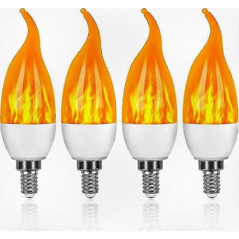 Pack di 4 lampadine a LED decorativa effetto della fiamma, 3 W, 3 modalità di illuminazione, attacco E14 (1/5)