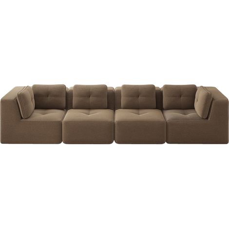 Modulares 4-Sitzer-Sofa fürs Wohnzimmer aus Cord-Samtstoff in Braun, montagefrei (1/5)