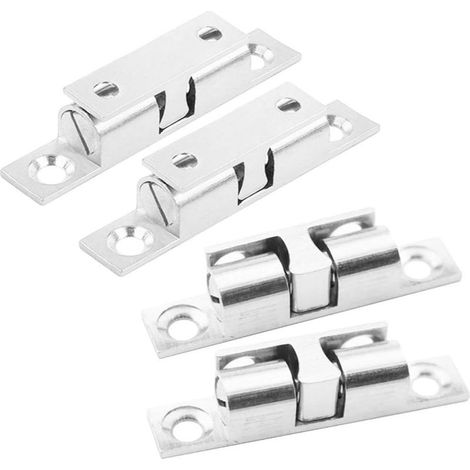 Pestillos para puertas de 4 piezas, rodillo de bola de metal, pestillo para puerta de armario de acero inoxidable - Plateado (1/5)