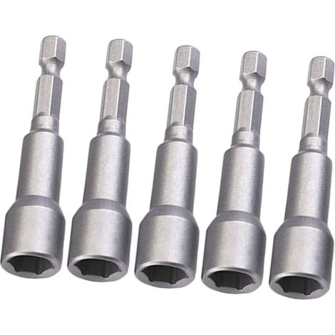 Embout de tournevis magnétique, embout hexagonal 8 mm (1/4"), pour perceuse électrique, tournevis pneumatique et tournevis à percussion, lot de 5 (1/5)