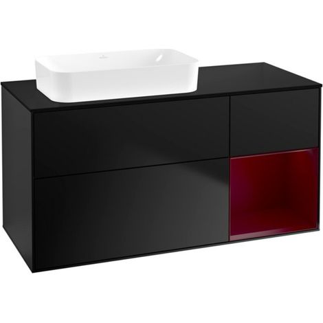 V&B Waschtischunterschrank Finion 120x60 cm, Reg re Peo, bla matt lacquer (1/2)