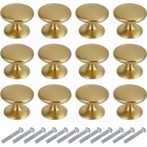 (12pcs, or), 27mm,Boutons de Porte Rond Boutons de Tiroir 27mm Poignées de Meuble pour Placard Armoire Cuisine (1/5)