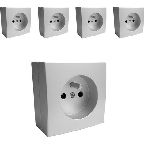 Lot de 5 prises 2 pôles + terre Bel'Vue -